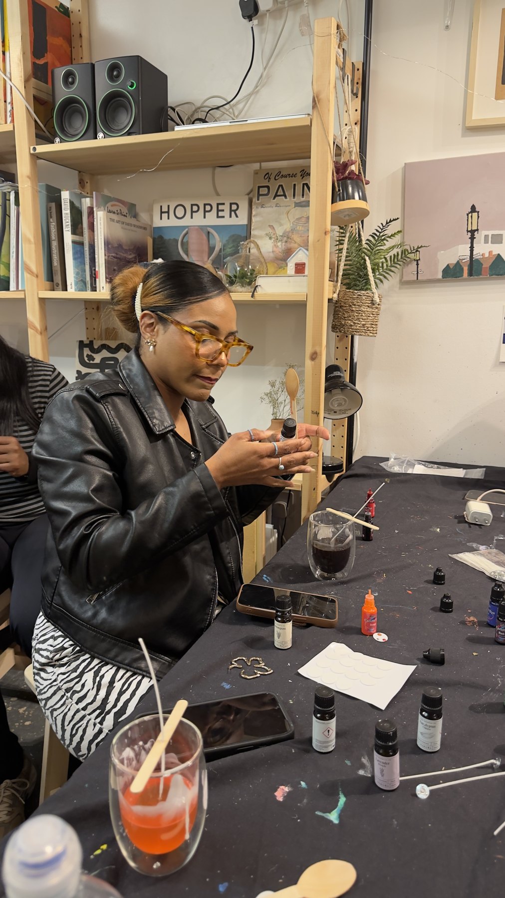 A guest making a candle