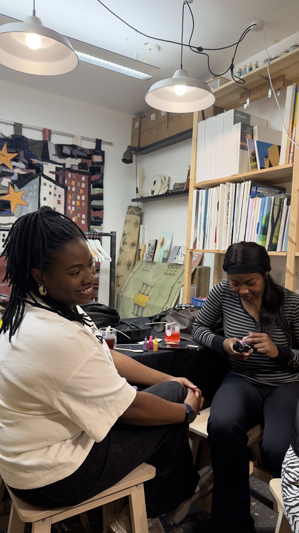 Guests connecting during candle making