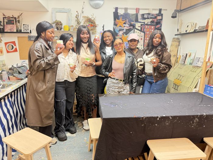 The candle-making group with their creations