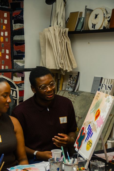 A guest showing his art